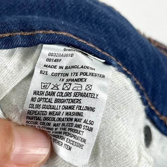 Uniqlo Grameen Jeans Womens Blue Small Medium Wash Tapered Stretchy Whiskering - Picture 12 of 13